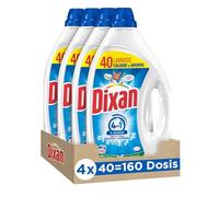 Dixan Gel Total 4+1, Detergente Líquido para Lavadora (pack de 4, total: 160 lavados), jabón para lavar la ropa blanca y clara. Limpieza, luminosidad, frescor y sostenibilidad.