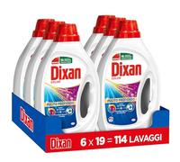Dixan Líquido Color Lavadora Lavadora (6 paquetes de 19 lavados), Lavadora de detergente líquido para colores vivos, limpieza profunda de la ropa y frescura higiénica para la máquina