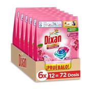 Dixan Trio Caps Aromaterapia Orquídea & Aceite de Macadamia, Detergente en Cápsulas para Lavadora (pack de 6, total: 72 lavados), jabón con aceites esenciales para lavar la ropa