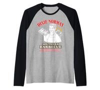 Dixie Normas Barbacoa - La Carne es Enorme y Caliente - Divertido Juego de Palabras para Adultos Camiseta Manga Raglan