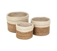 Dixie Set de 3 cestas Flätad Natural-blanco