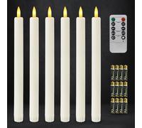 Dixmas - Velas LED cónicas con control remoto y pilas, paquete de 6 velas sin llama operadas con pilas, velas LED marfil para decoración de cenas en el hogar y bodas