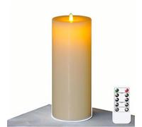 Dixmas Velas LED sin llama de 30 x 10 cm con mando a distancia, función de temporizador, funciona con pilas, parpadeo, velas grandes de plástico marfil, impermeables, 2 unidades