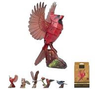 DIY 3D Bird Model Assembly Kit, Laser-Cut Pop-out Paper Birds Puzzles Set with Perch, No-Glue Cardboard Animals Building Fun Craft Gift for Nature Art Lover