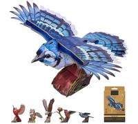 DIY 3D Bird Model Assembly Kit, Laser-Cut Pop-out Paper Birds Puzzles Set with Perch, No-Glue Cardboard Animals Building Fun Craft Gift for Nature Art Lover