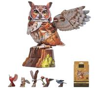 DIY 3D Bird Model Assembly Kit, Laser-Cut Pop-out Paper Birds Puzzles Set with Perch, No-Glue Cardboard Animals Building Fun Craft Gift for Nature Art Lover