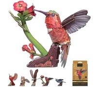 DIY 3D Bird Model Assembly Kit, Laser-Cut Pop-out Paper Birds Puzzles Set with Perch, No-Glue Cardboard Animals Building Fun Craft Gift for Nature Art Lover