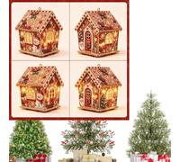 Diy 3d Christmas Pearl Painting Wooden House Kit, Christmas Pearl Cottage Ornament Kit, Festive Snowman Santa Reindeer Pattern Handmade Xmas for Indoor Wall Hanging, Tabletop Home Decoration，1pc-g