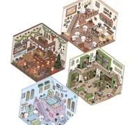 Diy 3d House Stickers, 3d Sticker Scene, Cute Cartoon Scene Stickers for Adult Kid (122 * 131mm B)