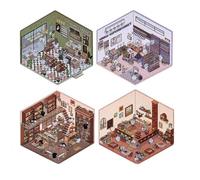 Diy 3d House Stickers, Fun Diy Stickers Scene, 3d Sticker Scene, Cute Cartoon Scene Sticker for Adult Kids (122 * 131mm A)
