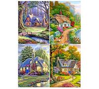 DIY 4 Pack Pintura de Diamante Paisaje Adulto 40x50cm Cuadro Diamantes Paisajes Naturaleza 5D Diamond Painting Paisajes Forestal Punto Diamante Casa Paisajes Pintar por Numeros Diamantes Adultos Casa