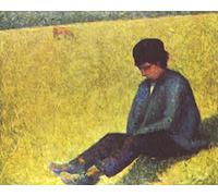 DIY 5D diamante pintura bordado campesino niño sentado en un prado-Georges Seurat punto de cruz completo redondo taladro mosaico arte Decoración 30x40cm