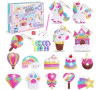 DIY 5D Diamante Pintura Kit, 15pcs Llaveros Pintura Diamantes Unicornio, Autoadhesivo Diamond Painting Kit Completo Niños, Mosaicos Dibujo de Diamantes Pegatinas Artes y Manualidades para Niños