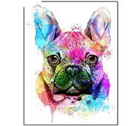 DIY 5D Diamond Painting by Number Kits Bulldog francés Taladro Completo Diamante Pintura de Cristal Bordado de Punto de Cruz Arte Manualidades,para Hogar Decora del Pared Round Drill 30x40cm/12x16in