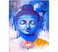 DIY 5D Diamond Painting Cuadrados Buda 40x50 cm Cuaderno Pintura Diamantes Punto Cruz Grande Dibujos con Diamantes Buda Azul Loto Bordado Artesanía Adultos Mosaik Puzzle Cristales para Manualidades