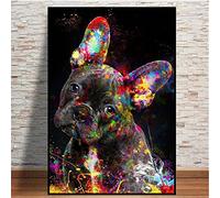 DIY 5D Diamond Painting Kit Completo,Bulldog francés de graffiti Adultos Niños Pintura de Diamantes Rhinestone Bordado de Punto de Cruz Artes Decoración de la Pared del Hogar Square Drill,60x80cm
