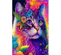 DIY 5D Diamond Painting kit Completo, Pintura Diamante color, Bricolaje Punto de Cruz Bordado Diamond Art Painting por Números para Niños Adultos Decoración Pared Hogar Regalo (gato,40x60cm) Ly-5203
