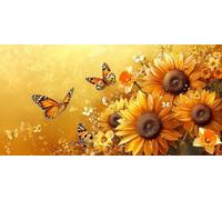 DIY 5D Diamond Painting Kit Completo, pintura diamante Girasol Diamond Painting Mariposa Pintura Diamante Adultos Bordado en Punto de Cruz Diamantes de Cristal Art Para Decoración Hogar 100x200cm