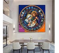 DIY 5D Diamond Painting Kit Completo,Sagrada Familia religiosa Adultos Niños Pintura de Diamantes Cristal Bordado de Punto de Cruz Artes Manualidades Decoración Pared del Hogar Round Drill,70x70cm