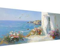 DIY 5D Diamond Painting Kit Sea, Pintura Diamante Flor Dibujos con Diamantes, 5D Manualidades Adultos Painting Kits, DIY Full Drill Round Ricamo a Punto Croce per Regalos para Mujeres 80x160cm Z-EA70