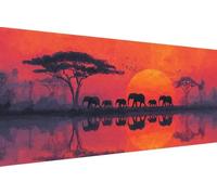 DIY 5D Diamond Painting Kit Sunset, Pintura Diamante Elefante Dibujos con Diamantes, 5D Manualidades Adultos Painting Kits, Easy DIY Full Drill Round Ricamo per Regalos para Mujeres 60x120cm 6-NA57