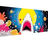 DIY 5D Diamond Painting Kit TiburóN, Pintura Diamante Coral Dibujos con Diamantes, 5D Manualidades Adultos Painting Kits, DIY Full Drill Round a Punto Croce per Regalos para Mujeres 70x140cm 6-J883