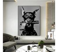DIY 5D Diamond Painting kits, Doberman Perro Pistola Negro Blanco 40x50cm full drill Rhinestone Pintura Diamante Bordado Punto de Cruz Diamond arte kit Lienzo Manualidades wall decoration