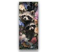 DIY 5D Diamond Painting Mapache Flor Diamond Painting Kit Completo, 130 X 50 cm XXL Cuadro Diamantes Punto de Cruz Kit Completo, Pintura de Diamante Manualidades Adultos y Niños, Decoración Hogar