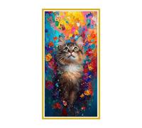 DIY 5D Pintura Diamante Animales gatos Grande Diamond Painting Kits para Adultos Niños, Diamond Art Kit Complet Manualidades Imágenes Cristal Punto Cruz Decor Pared para Hogar Gifts 100x200cm s-135