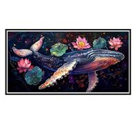 DIY 5D Pintura Diamante Ballena flor Grande Diamond Painting Kits para Adultos Niños, Diamond Art Kit Complet Manualidades Imágenes Cristal Punto Cruz Decor Pared para Hogar Gifts 100x200cm s-375