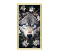 DIY 5D Pintura Diamante Flores Lobos Grande Diamond Painting Kits para Adultos Niños, Diamond Art Kit Complet Manualidades Imágenes Cristal Punto Cruz Decor Pared para Hogar Gifts 70x140cm s-315