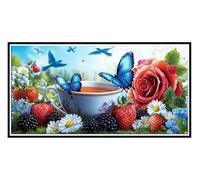 DIY 5D Pintura Diamante Rosas mariposas Grande Diamond Painting Kits para Adultos Niños, Diamond Art Kit Complet Manualidades Imágenes Cristal Punto Cruz Decor Pared para Hogar Gifts 100x200cm s-479
