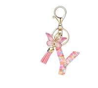 DIY A-Z Letters Keychain Metal Holder Pendent Key Chain Women Car Ring Simple Letter Name Party Jewelry para Llaves de casa y Mochilas(Y)