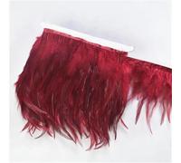 DIY Accesorios manuales, calcomanías de Costura, 2Meter Feathers Tassel Fringe Trim Clothes Ribbon Decoration Sewing Trimmings Needlework Decor(Wine Red)