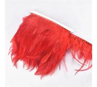 DIY Accesorios manuales, calcomanías de Costura, 2Meter Feathers Tassel Fringe Trim Clothes Ribbon Decoration Sewing Trimmings Needlework Decor(Red)