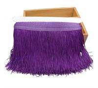 DIY Accesorios manuales, calcomanías de Costura, Cinta de Encaje con borlas de poliéster de 10 Metros y 15 cm for Coser Vestidos de Baile Latino, Manualidades, Ropa y lámparas.(Purple)