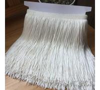 DIY Accesorios manuales, calcomanías de Costura, Cinta de Encaje con borlas de poliéster de 10 Metros y 15 cm for Coser Vestidos de Baile Latino, Manualidades, Ropa y lámparas.(White)