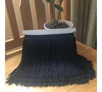 DIY Accesorios manuales, calcomanías de Costura, Cinta de Encaje con borlas de poliéster de 10 Metros y 15 cm for Coser Vestidos de Baile Latino, Manualidades, Ropa y lámparas.(Black)