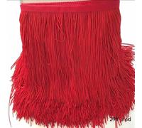 DIY Accesorios manuales, calcomanías de Costura, Cinta de Encaje con borlas de poliéster de 10 Metros y 15 cm for Coser Vestidos de Baile Latino, Manualidades, Ropa y lámparas.(Red)
