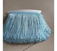 DIY Accesorios manuales, calcomanías de Costura, Cinta de Encaje con borlas de poliéster de 10 Metros y 15 cm for Coser Vestidos de Baile Latino, Manualidades, Ropa y lámparas.(Blue)