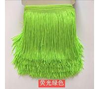 DIY Accesorios manuales, calcomanías de Costura, Cinta de Encaje con borlas de poliéster de 10 Metros y 15 cm for Coser Vestidos de Baile Latino, Manualidades, Ropa y lámparas.(Green)