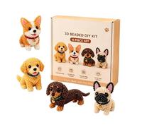 DIY Animal Beading Kit For Adults & Teens, 4 Cute Designs, 3D Animals Themed Beadwork Set With Colorful Beads And Instructions, Handmade Bead Art For Beginners & Pet Lovers