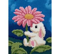 DIY Animal Kit De Alfombra Anudada Conejo Y Flores Kit De Costura De Crochet,Kits Clásico De Alfombras Con Aguja De Pestillo Para Adultos,Set De Manualidades 3D Para Decoración Del H 31x63in