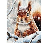 DIY Animal Kit De Crochet Ardillas En La Nieve Kit De Costura De Crochet,Kits Clásico De Alfombras Con Aguja De Pestillo Para Adultos,Set De Manualidades 3D Para Decoración Del Hogar 23x16in
