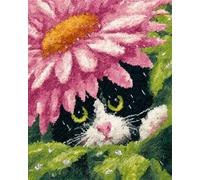 DIY Animal Kit De Crochet Gatos Y Flores Kit De Costura De Crochet,Kits Clásico De Alfombras Con Aguja De Pestillo Para Adultos,Set De Manualidades 3D Para Decoración Del Hogar,Rega 31x63in