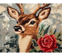 DIY Animal Kit De Gancho De Pestillo Ciervos Y Rosas Kit De Costura De Crochet,Kits Clásico De Alfombras Con Aguja De Pestillo Para Adultos,Set De Manualidades 3D Para Decoración Del 35x46in