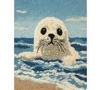 DIY Animal Kit De Gancho De Pestillo Foca De Dibujos Animados Kit De Costura De Crochet,Kits Clásico De Alfombras Con Aguja De Pestillo Para Adultos,Set De Manualidades 3D Para Decor 21x29in