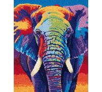 DIY Animal Latch Hook Rug Kit Elefante De Dibujos Animados Kit De Costura De Crochet,Kits Clásico De Alfombras Con Aguja De Pestillo Para Adultos,Set De Manualidades 3D Para Decoraci 33x45in