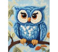 DIY Animal Latch Hook Rug Kit Retrato De Búho Kit De Costura De Crochet,Kits Clásico De Alfombras Con Aguja De Pestillo Para Adultos,Set De Manualidades 3D Para Decoración Del Hogar, 23x35in