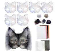Diy Animal Masque, Blank Cat Face Set for Decorating with Mesh Inserts, Soft Texture Material Details with Party Prop Function, Unique Selling Points, Masquerade Birthday Carnival Celebration 350g Pac